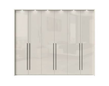 Dulap cu 6 usi cu balamale PIANO BEIGE 272x224x56cm bej lucios, maner crom