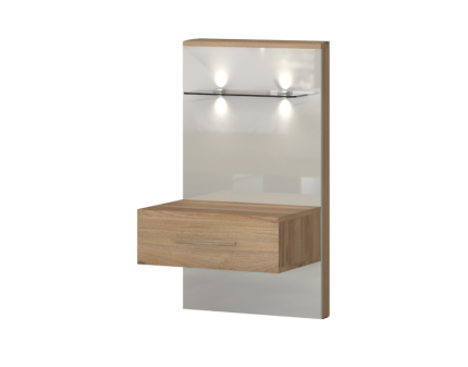 Noptiera stanga cu panou si 1 sertar GALA 56x100x47cm bej lucios/ Nuc Pacific