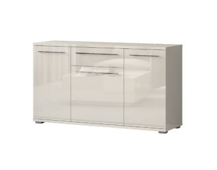 Comoda cu 3 usi si 1 sertar PIANO BEIGE 150x85x45cm bej lucios, manere crom