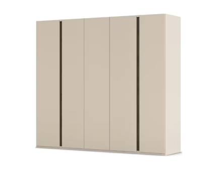 Dulap cu 5 usi cu balamale LUANA 251x223x61cm champagne/ cu manere integrate Atlantic Dark