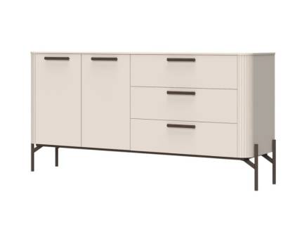 Comoda cu 2 usi si 3 sertare RONDO 180x91x45cm casmir, manere Midnight Copper