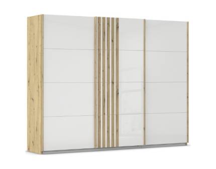 Dulap cu usi glisante MOSBACH 271x210x62cm stejar Artisan/ sticla alba