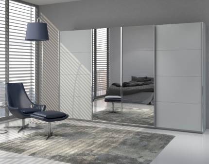 Dulap cu usi glisante SYNCRONO 316x211x62cm silk grey/ oglinda configurabil