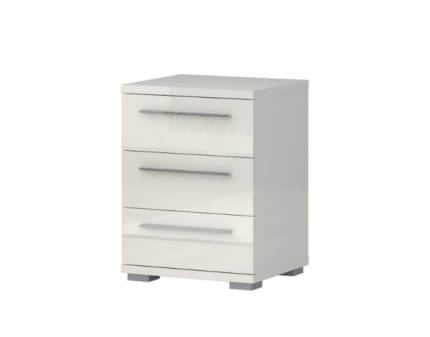 Noptiera cu 3 sertare PIANO BEIGE 45x61x40cm bej lucios, picioare si manere crom