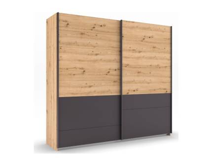 Dulap cu usi glisante BILBAO 226x210x62cm stejar artisan/ gri metalic, maner gri metalic