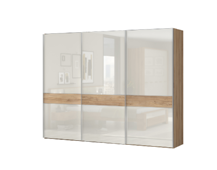 Dulap cu usi glisante GALA 272x224x61cm bej lucios/ Nuc Pacific