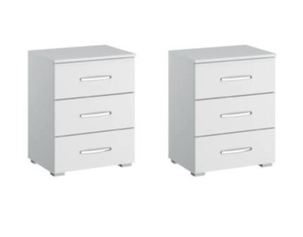 Set 2 noptiere cu 3 sertare ADITIO 47x62x42cm alb alpin