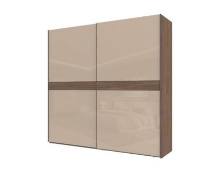 Dulap cu usi glisante LEFT 230x224x61cm Mokka HG lucios + Linkoln Walnut, manere antracit 