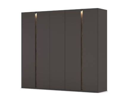 Dulap cu 5 usi cu balamale LUANA 251x223x61cm graphite/ cu manere integrate Atlantic Dark si sistem de iluminare