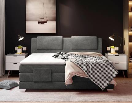 Pat Boxspring cu reglaj electric si topper WAVE (160x200cm) catifea