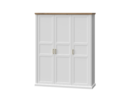 Dulap cu 3 usi cu balamale TARA WHITE 181x227x59cm alb/ Nuc Pacific