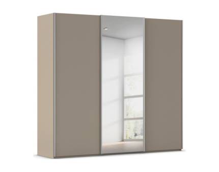 Dulap cu usi glisante TARO 242x223x69cm fango/ oglinda, maner aluminiu