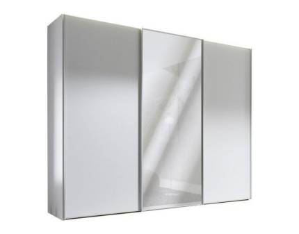 Dulap cu 3 usi glisante 280x200x68cm alb mat/ alb mat - oglinda, maner aluminiu, model 02 SINFONIE PLUS  