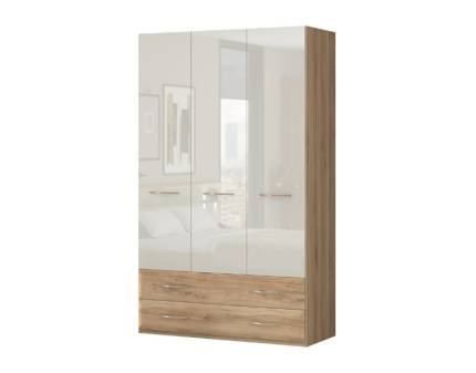 Dulap cu 3 usi si 2 sertare GALA 137x224x57cm bej lucios/ Nuc Pacific