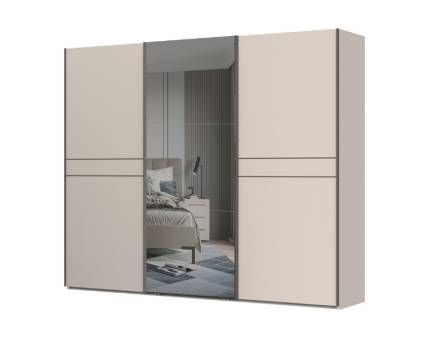 Dulap cu usi glisante OPERA 272x224x61cm casmir/ oglinda, maner maro