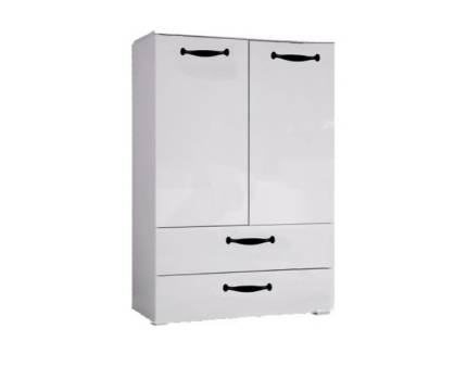 Comoda cu 2 usi si 2 sertare ADITIO 93x119x42cm alb alpin/ alb lucios