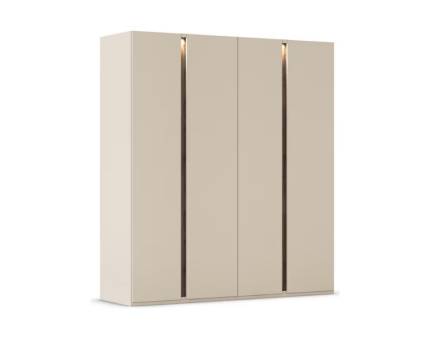 Dulap cu 4 usi cu balamale LUANA 201x223x61cm champagne/ cu manere integrate Atlantic Dark si sistem de iluminare