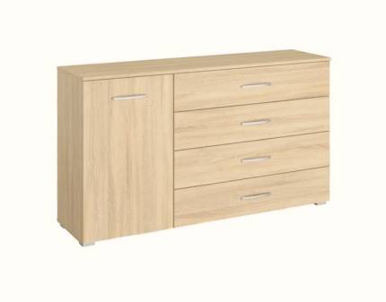 Comoda cu 1 usa si 4 sertare ADITIO 120x81x42cm stejar sonoma 