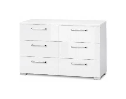 Comoda cu 6 sertare TIRA 110x81x42cm alb alpin/ alb lucios, manere crom