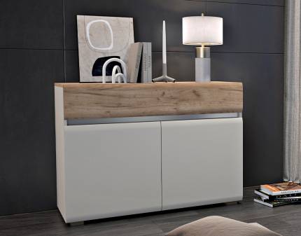 Comoda cu 2 usi si 1 sertar INVICTUS 118x86x45cm casmir/ stejar tabac 