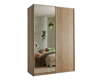 Dulap cu 2 usi glisante 200x222x68cm stejar Sonoma/ stejar Sonoma - oglinda, maner aluminiu model 02 SINFONIE PLUS  