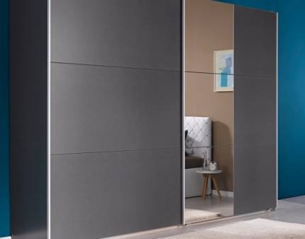 Dulap gri metalic/sticla alba 218x210x59cm KRONACH COLOR I