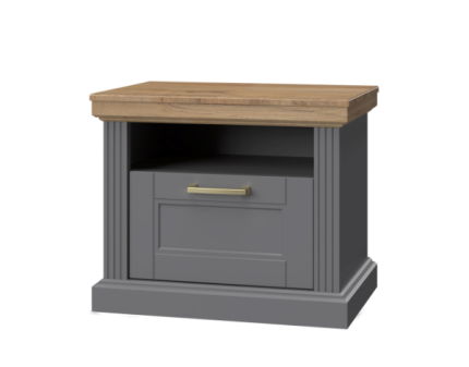 Noptiera cu 1 sertar si spatiu liber TARA GREY 62x52x43cm grafit/ Nuc Pacific