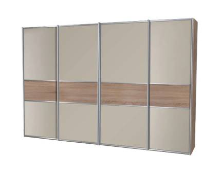 Dulap cu 4 usi glisante 373x222x68cm stejar sonoma/ sand - decor stejar sonoma, manere crom model 108D SINFONIE PLUS 