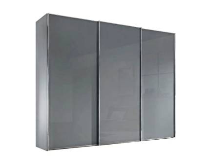 Dulap cu 3 usi glisante 280x240x68cm gri mat/ sticla gri maner crom, model 03 SINFONIE PLUS 