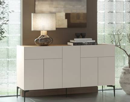 Comoda cu 5 usi si 2 sertare SKY 45 150x83x47cm casmir/ stejar tabac