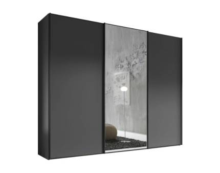 Dulap cu 3 usi glisante 280x240x68cm grafit mat/ oglinda, maner grafit model 2 SINFONIE PLUS