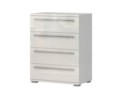 Comoda cu 4 sertare PIANO BEIGE 76x97x45cm bej lucios, manere crom