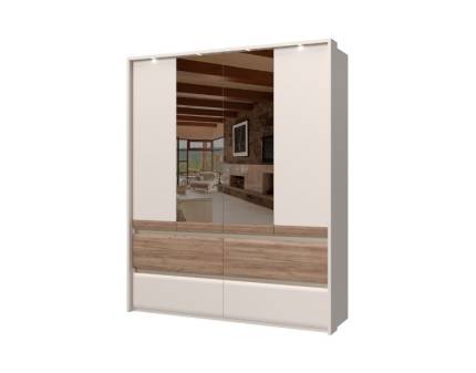 Dulap cu 4 usi si 4 sertare INVICTUS 187x226x60cm casmir/ stejar tabac