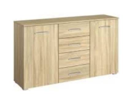 Comoda cu 2 usi si 4 sertare ADITIO 120x81x42cm stejar sonoma 