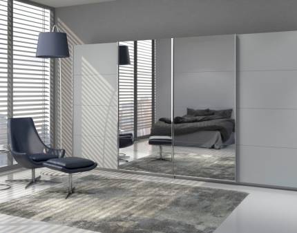 Dulap cu usi glisante SYNCRONO 361x230x62cm silk grey/ oglinda configurabil