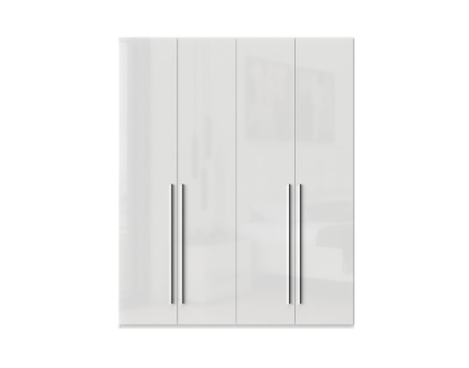 Dulap cu 4 usi cu balamale PIANO WHITE 182x224x56cm alb lucios, manere crom